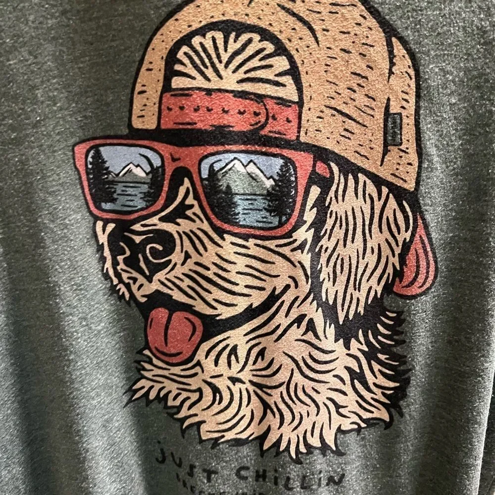 Just Chillin'  Breckenridge Dog Graphic T-Shirt - Green #165
